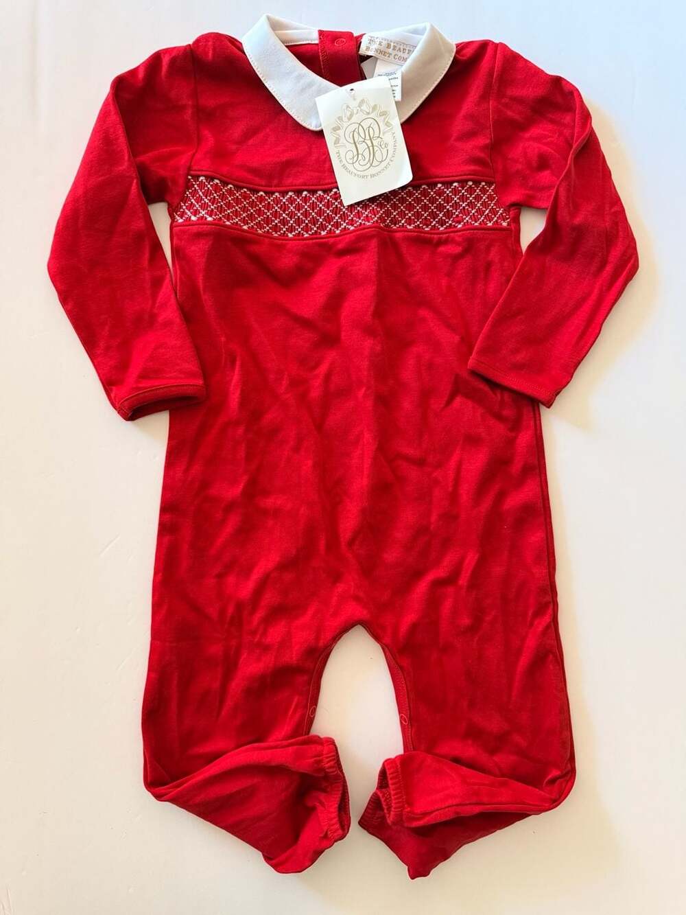 The Beaufort Bonnet Company Baby Rigsby Romper Richmond Red/White
